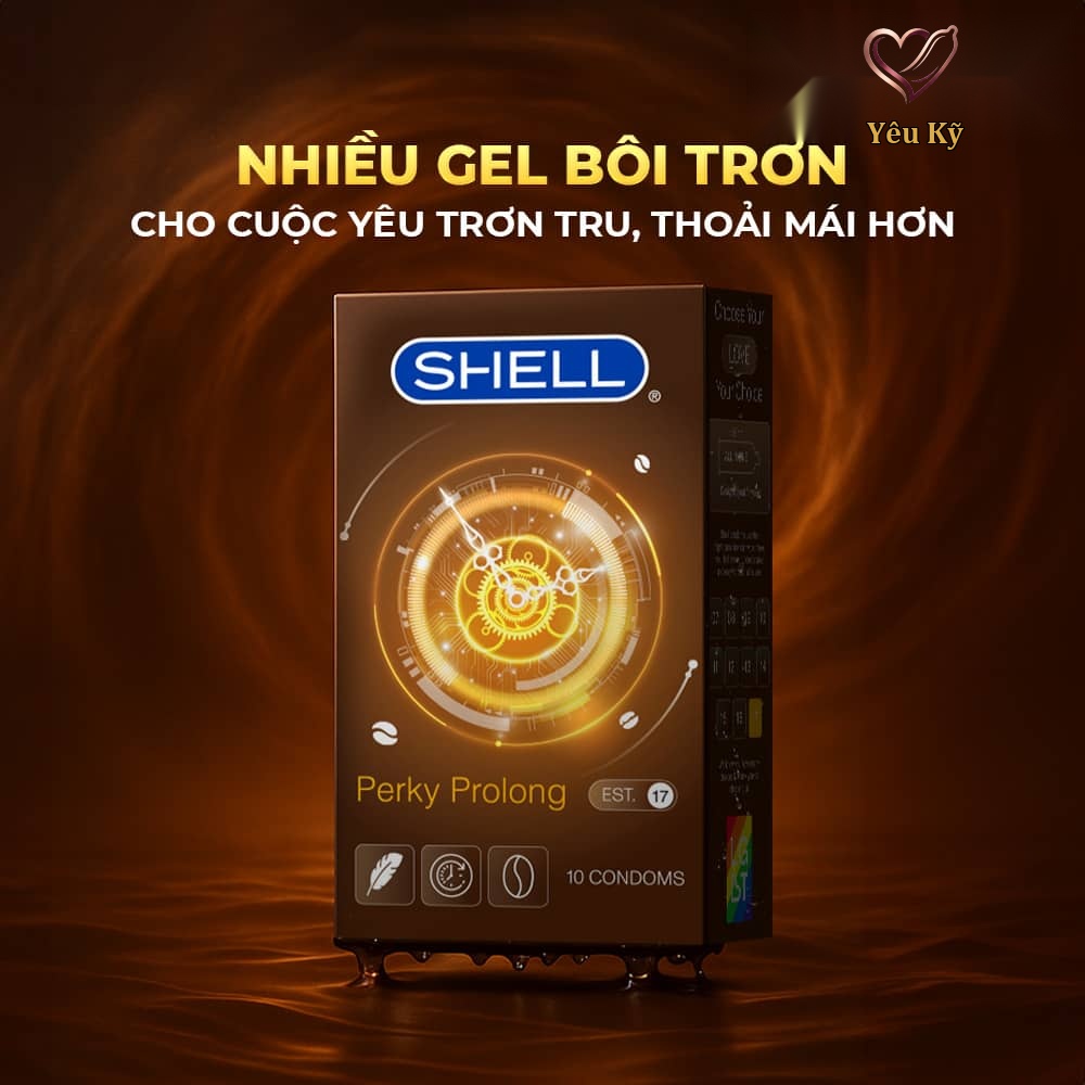 Bao cao su Shell Perky Prolong - Siêu mỏng, kéo dài thời gian, hương cà phê - Hộp 10 cái - Ảnh 4