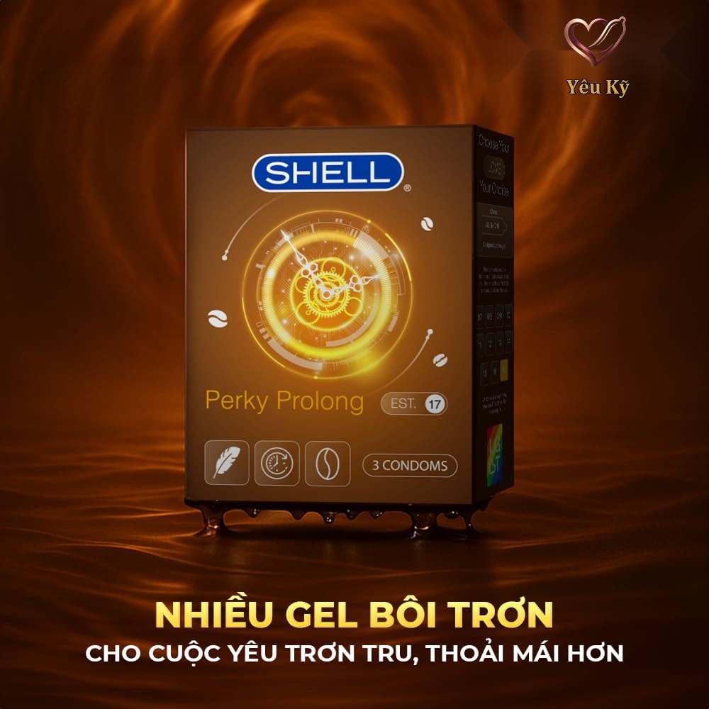 Bao cao su Shell Perky Prolong - Siêu mỏng, kéo dài thời gian, hương cà phê - Hộp 3 cái - Ảnh 3
