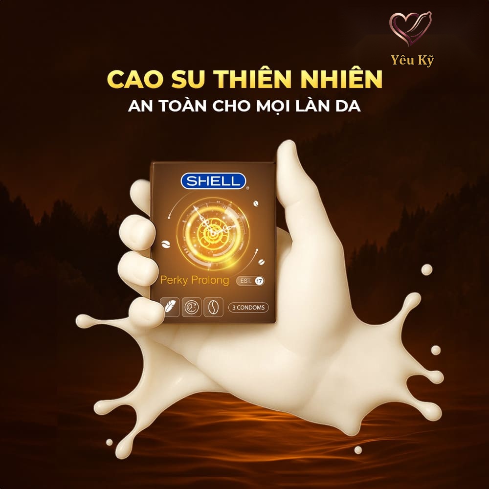 Bao cao su Shell Perky Prolong - Siêu mỏng, kéo dài thời gian, hương cà phê - Hộp 3 cái - Ảnh 6