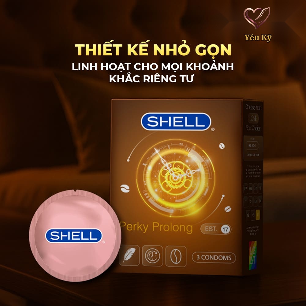 Bao cao su Shell Perky Prolong - Siêu mỏng, kéo dài thời gian, hương cà phê - Hộp 3 cái - Ảnh 8