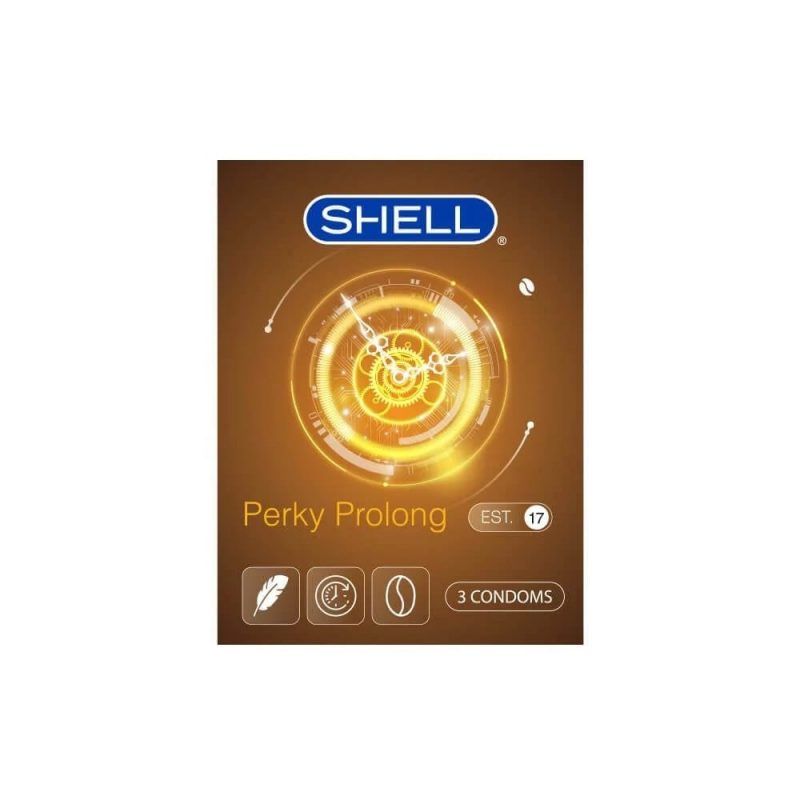 Bao cao su Shell Perky Prolong - Siêu mỏng, kéo dài thời gian, hương cà phê