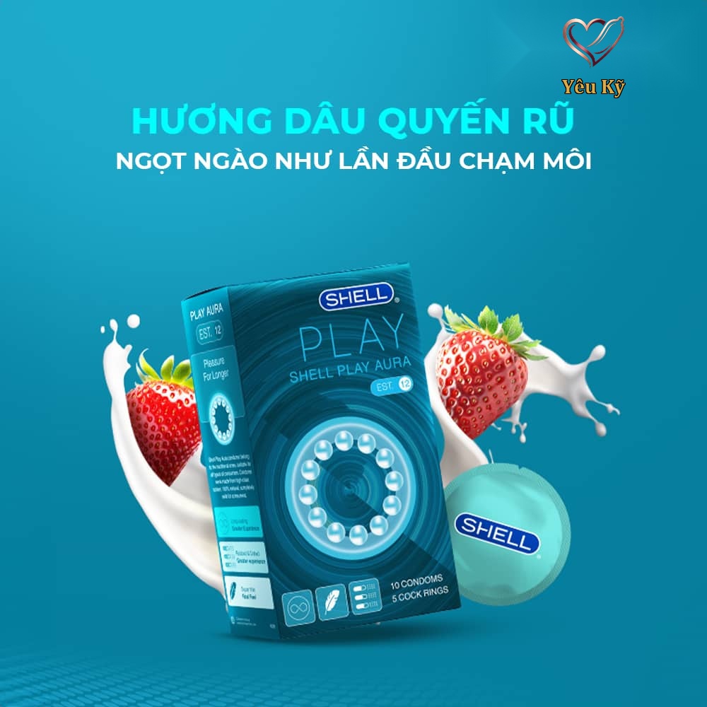 Bao cao su Shell Play Aura 6 tính năng - Hộp 10 cái + 5 vòng đeo kéo dài thời gian - Ảnh 5