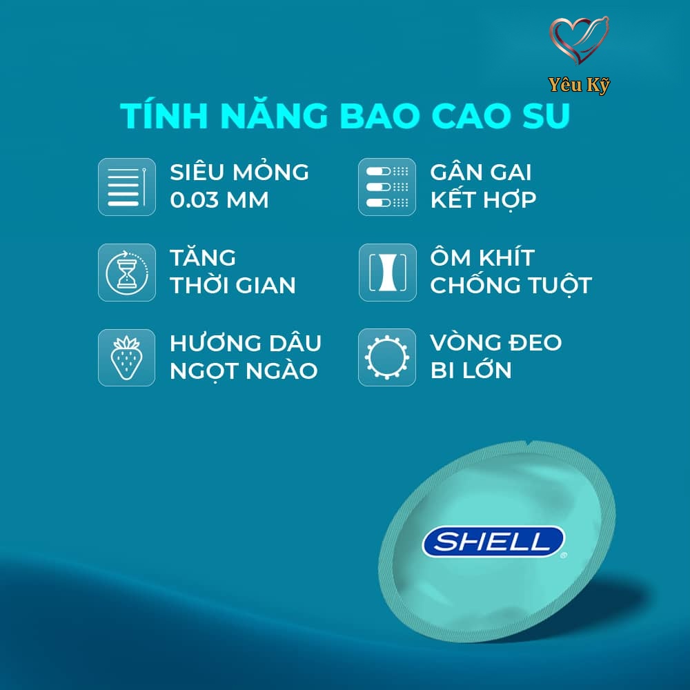 Bao cao su Shell Play Aura 6 tính năng - Hộp 10 cái + 5 vòng đeo kéo dài thời gian - Ảnh 3