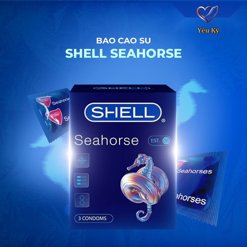 Bao cao su Shell Seahorse - Kéo dài thời gian - Hộp 3 cái - Ảnh 2