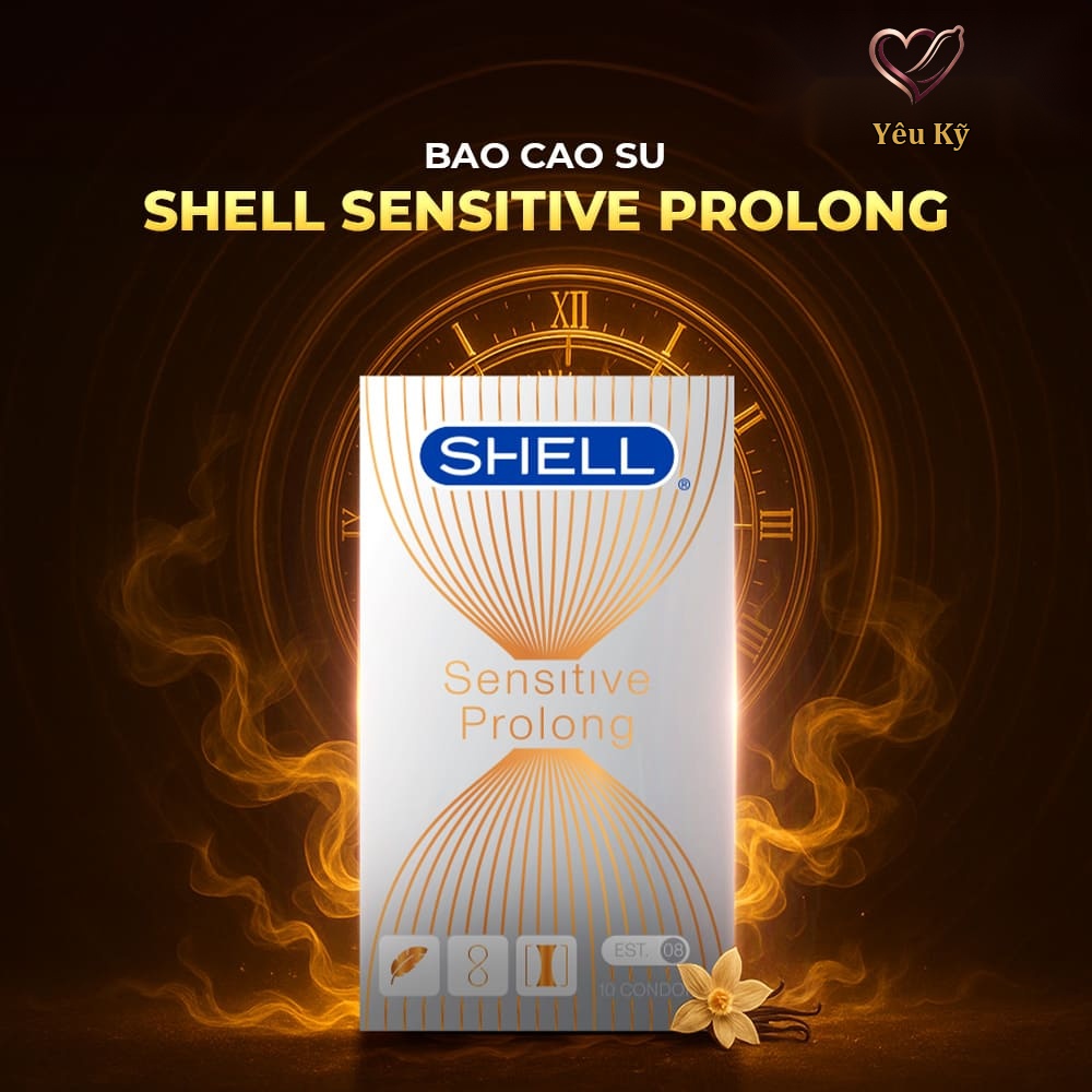 Bao cao su Shell Sensitive Prolong - Siêu mỏng 0.03mm, kéo dài thời gian - Hộp 10 cái - Ảnh 2
