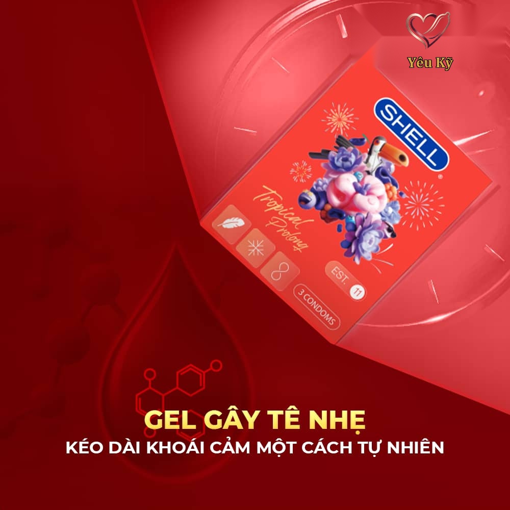 Bao cao su Shell Tropical Prolong - Siêu mỏng, kéo dài thời gian, hương hoa quả nhiệt đới - Hộp 3 cái - Ảnh 5