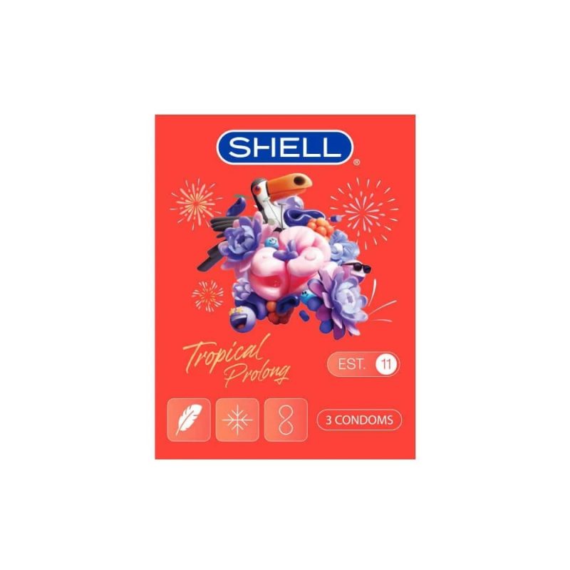 Bao cao su Shell Tropical Prolong - Siêu mỏng, kéo dài thời gian, hương hoa quả nhiệt đới