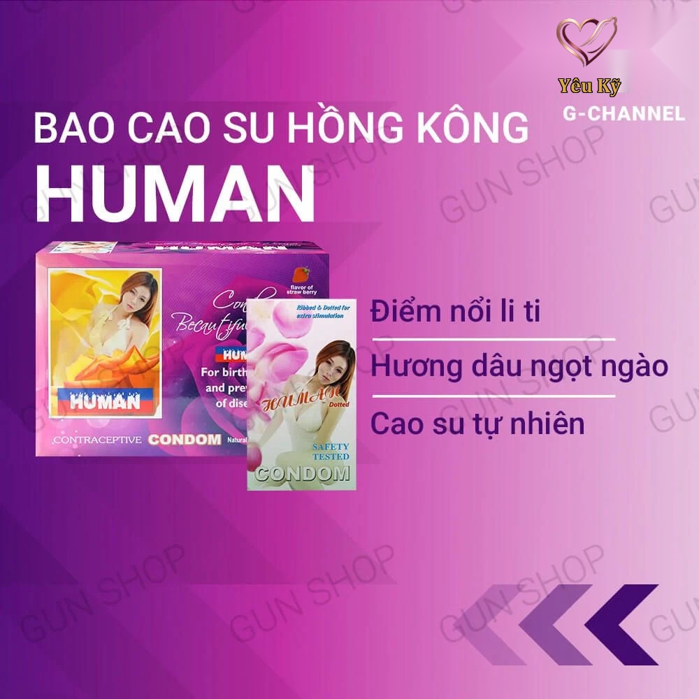 Bao cao su Human - Hương dâu, điểm nổi - Hộp 120 cái - Ảnh 2