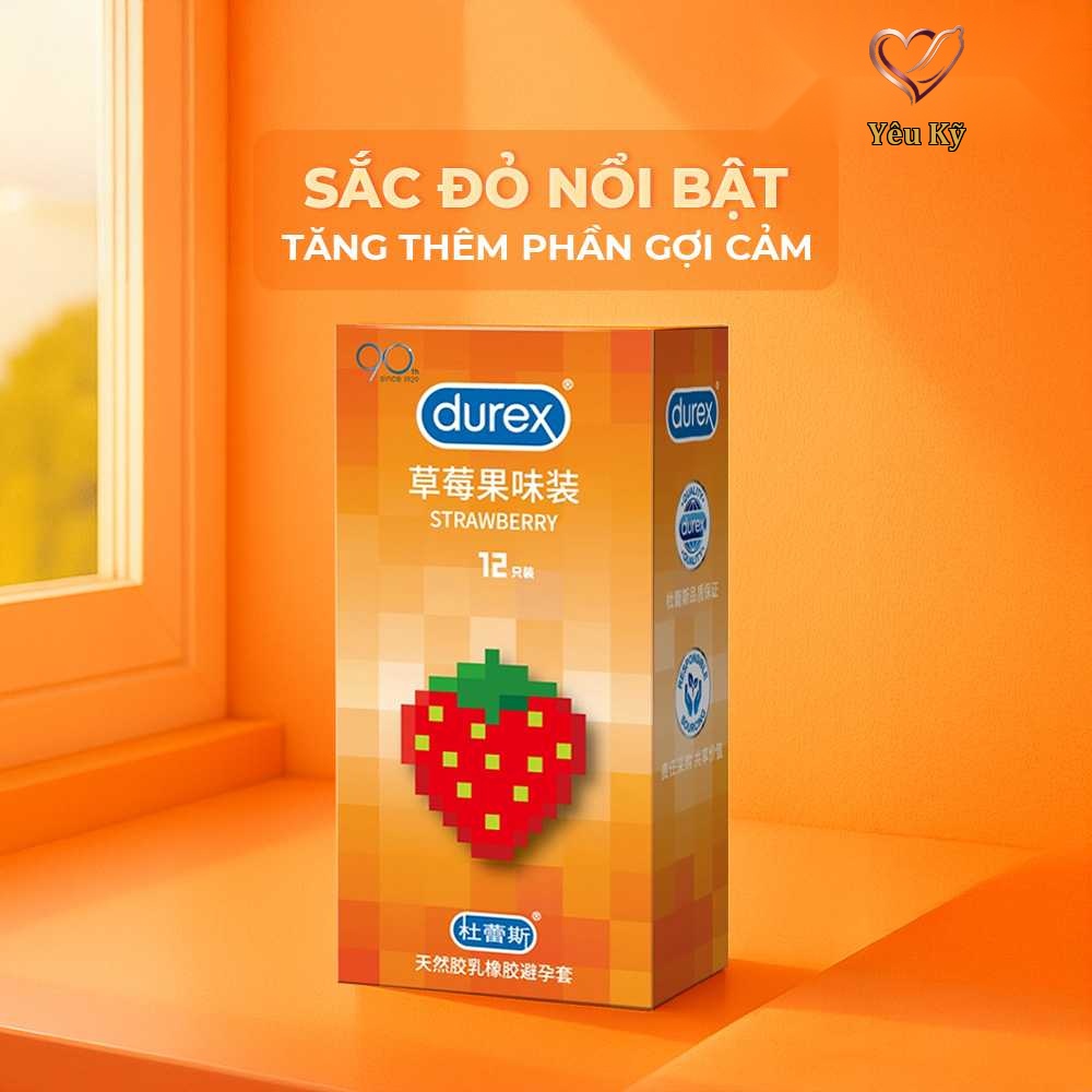 Bao cao su Durex Strawberry - Hương dâu, 56mm - Hộp 12 cái - Ảnh 4