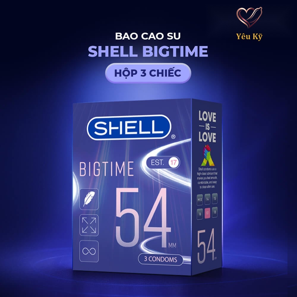 Bao cao su Shell Bigtime - Size 54mm, siêu mỏng, chống tuột, kéo dài thời gian - Hộp 3 cái - Ảnh 3