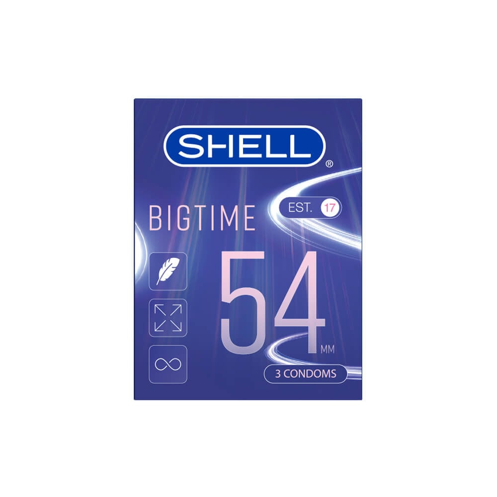 Bao cao su Shell Bigtime - Size 54mm, siêu mỏng, chống tuột, kéo dài thời gian - Hộp 3 cái