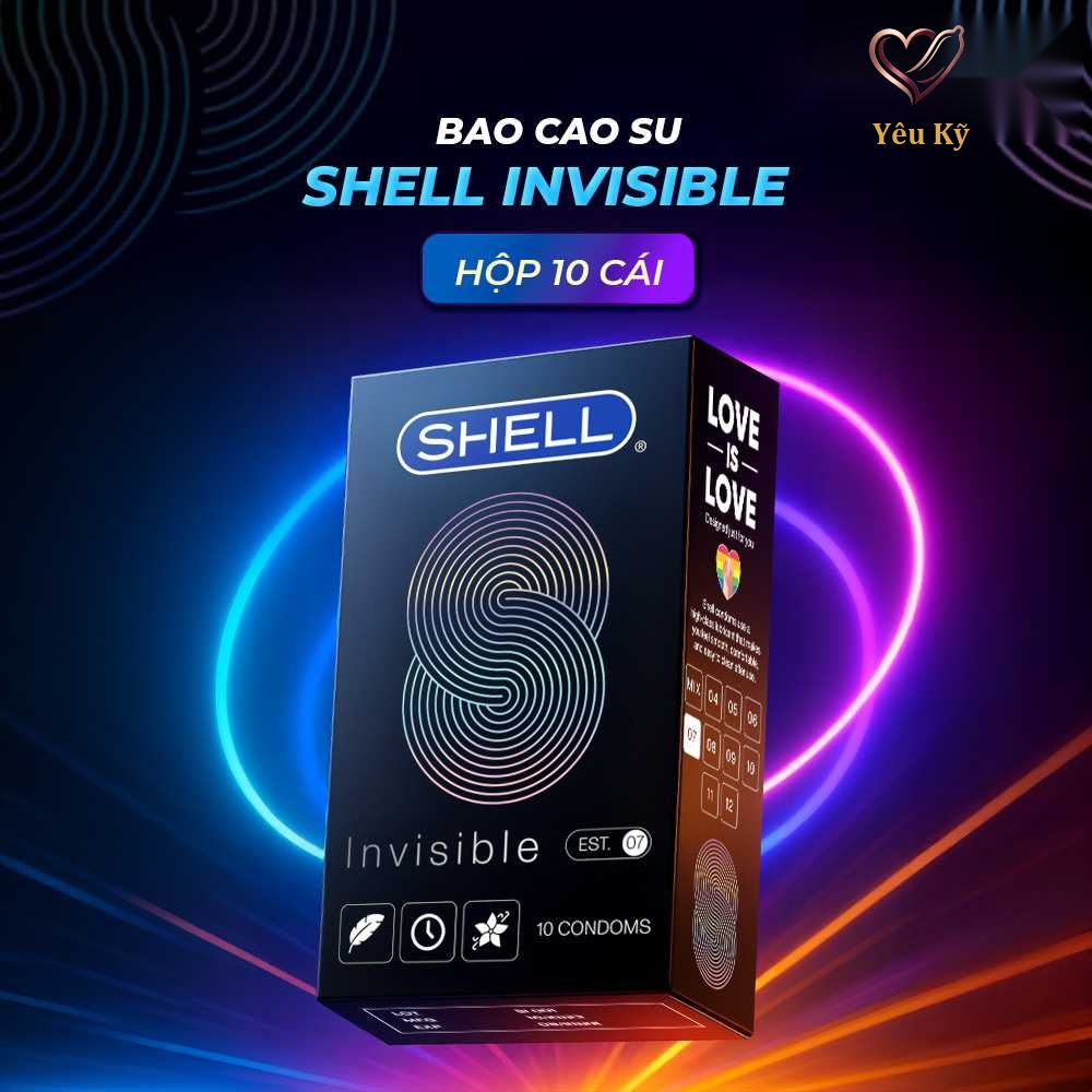 Bao cao su Shell Invisible - Siêu mỏng, chống tuột, kéo dài thời gian - Hộp 10 cái - Ảnh 2