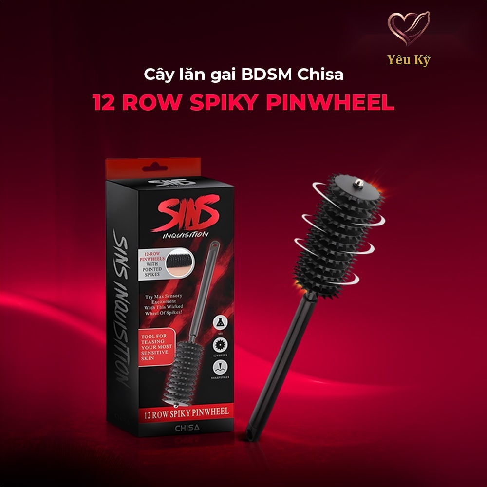 Cọ lăn gai BDSM Chisa Sins Inquisition 12 Row Spiky Pinwheel - Ảnh 3