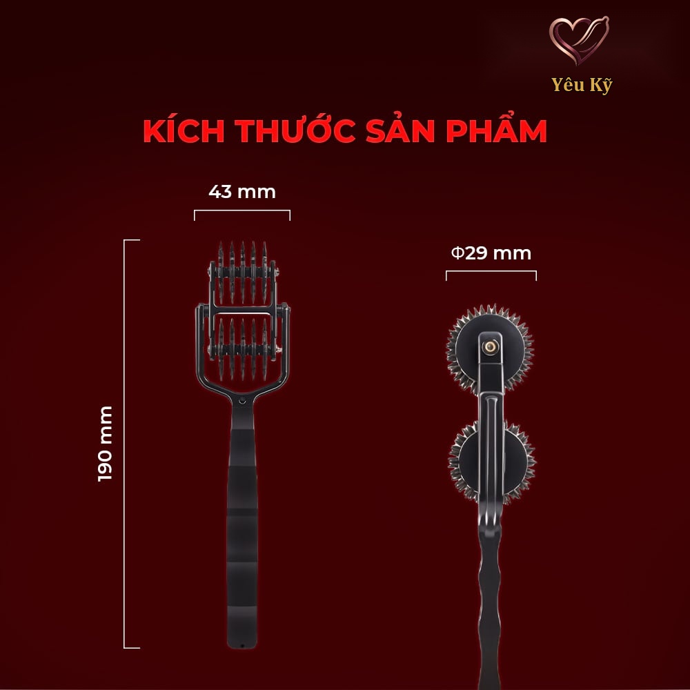 Cọ lăn gai BDSM Chisa Sins Inquisition 5 Row Double Pinwheel - Ảnh 2