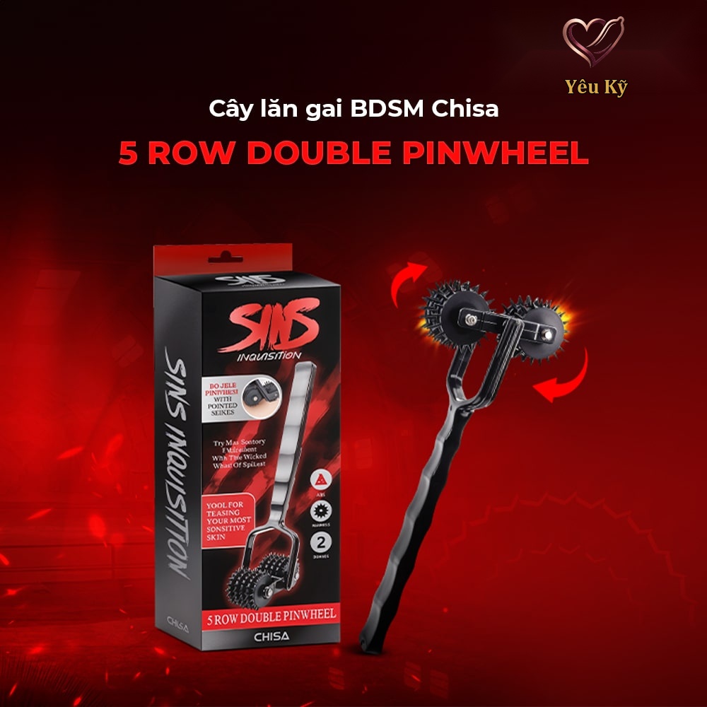 Cọ lăn gai BDSM Chisa Sins Inquisition 5 Row Double Pinwheel - Ảnh 3