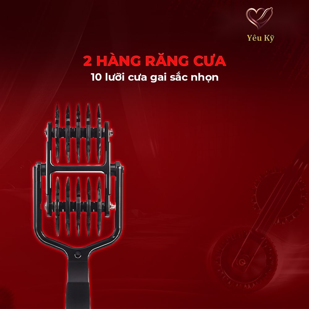 Cọ lăn gai BDSM Chisa Sins Inquisition 5 Row Double Pinwheel - Ảnh 4