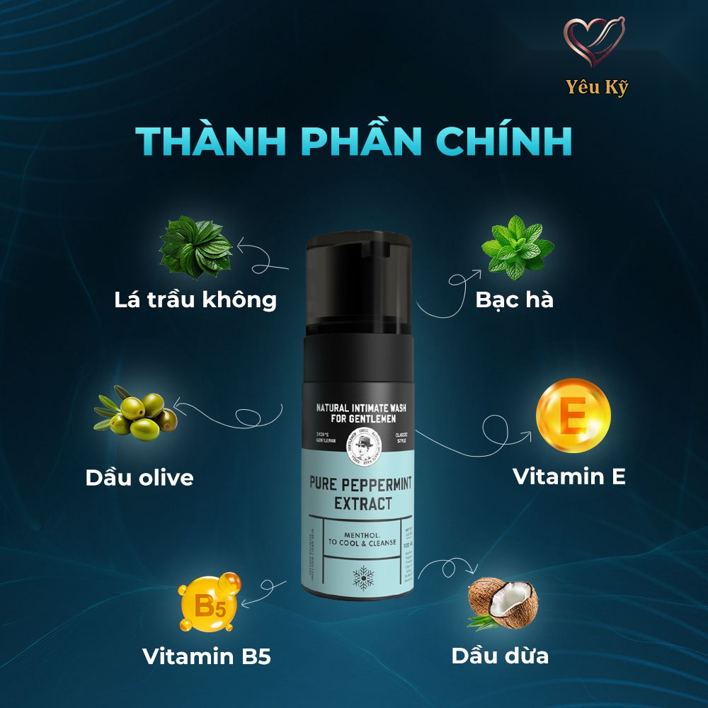 Dung dịch vệ sinh nam dạng bọt, tinh chất bạc hà tươi mát Shell Pure Peppermint Extract - 100ml - Ảnh 3