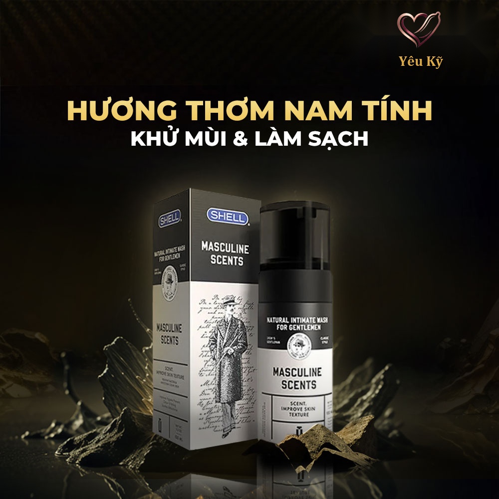 Dung dịch vệ sinh nam dạng bọt, hương thơm nam tính Shell Masculine Scents - 100ml - Ảnh 5