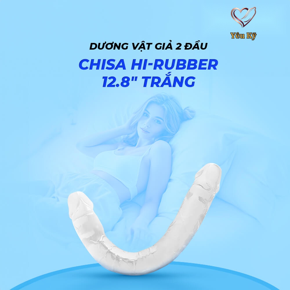 Dương vật giả 2 đầu Chisa Hi-Rubber 12.8 Inch Trắng - Ảnh 3