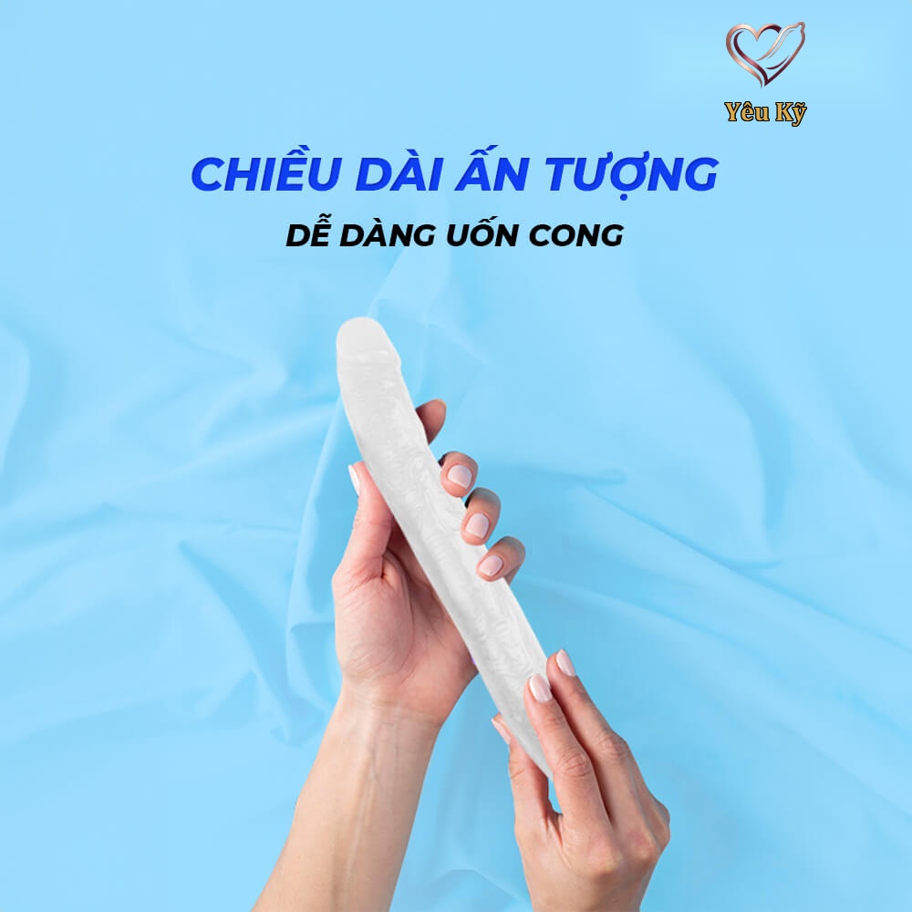 Dương vật giả 2 đầu Chisa Hi-Rubber 12.8 Inch Trắng - Ảnh 4
