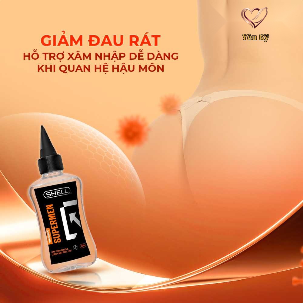 Gel bôi trơn hậu môn ấm nóng Shell Supermen Warming - Chai 90ml - Ảnh 5