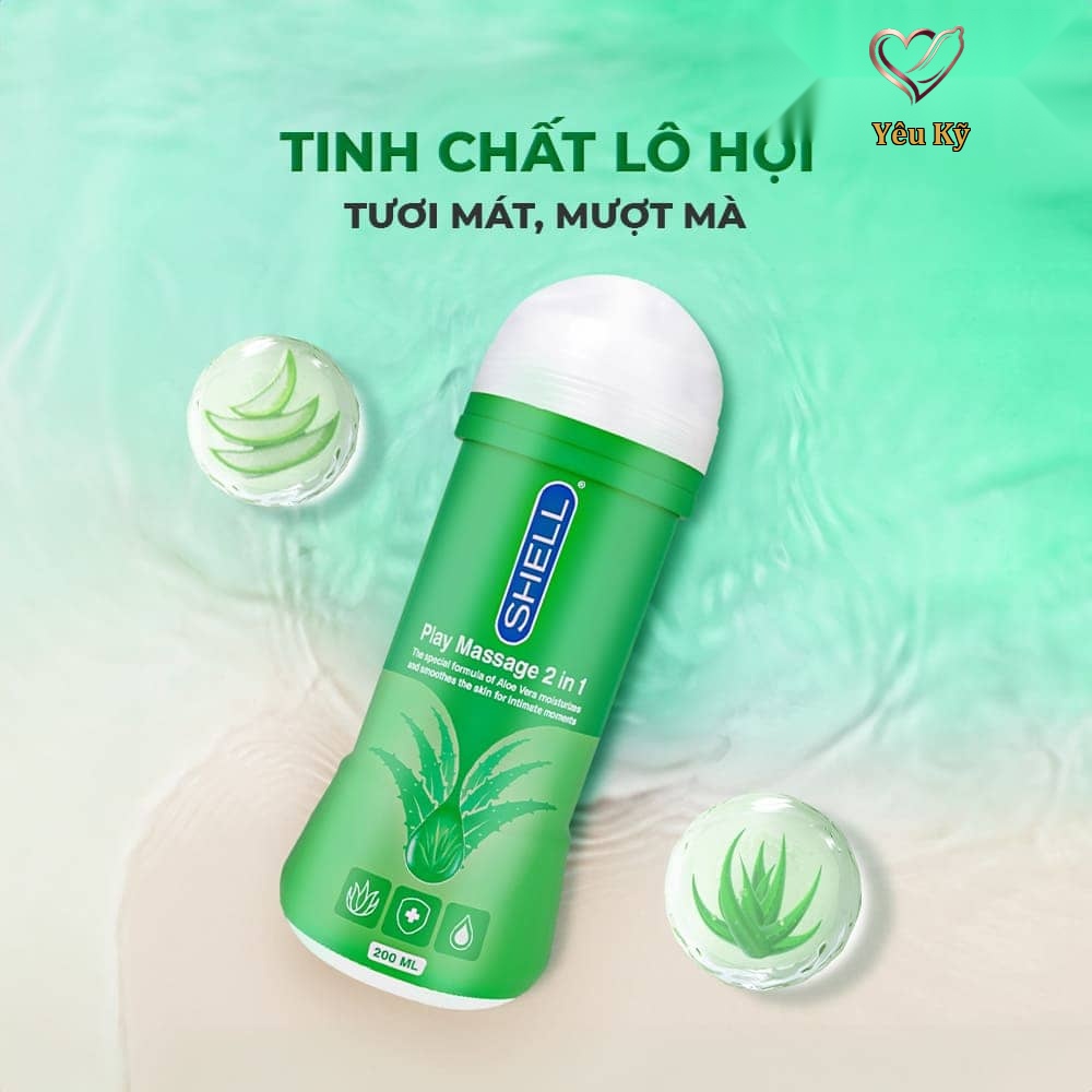 Gel bôi trơn Shell Play Massage 2 in 1 Aloe Vera - Chai 200ml - Ảnh 3