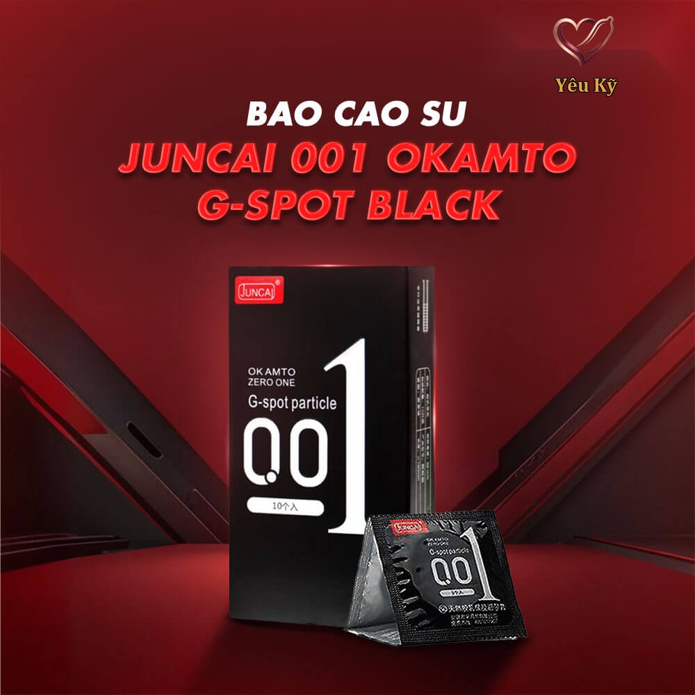 Bao cao su Juncai 001 Okamto G-Spot Black - Siêu mỏng, gai li ti - Hộp 10 cái - Ảnh 2