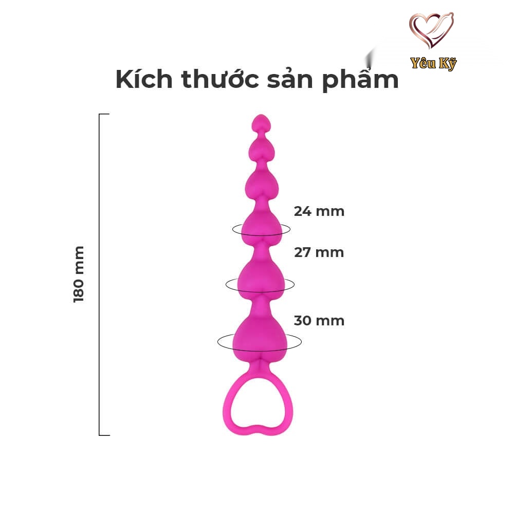 Que kích thích hậu môn Chisa Heart Booty Beads-Pink - Ảnh 2