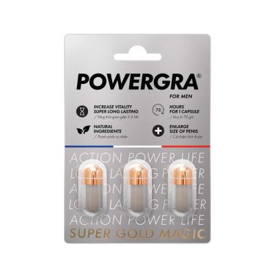Viên uống tăng kích thước, kéo dài thời gian Powergra For Men (Super Gold Magic) - Vỉ 3 viên