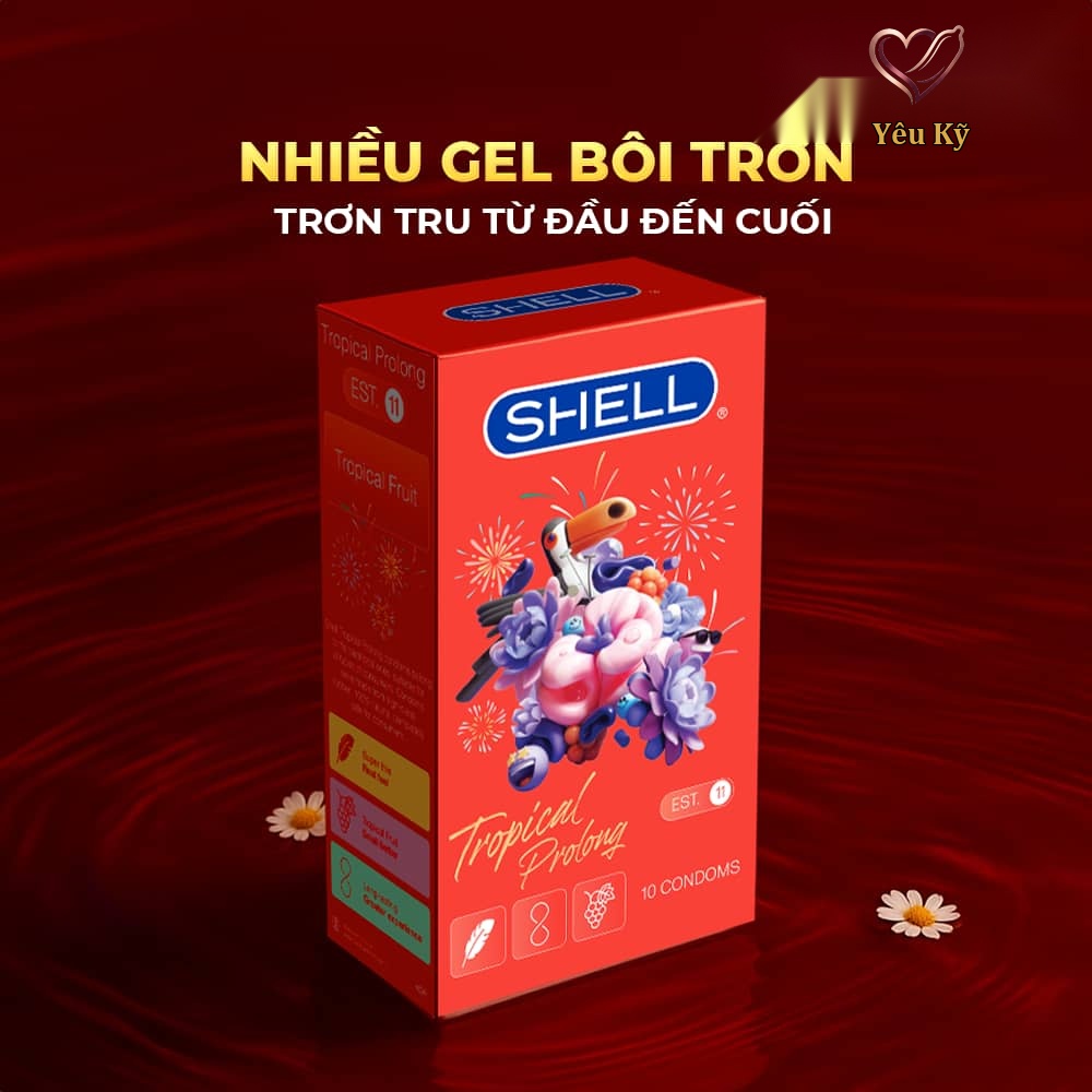Bao cao su Shell Tropical Prolong - Siêu mỏng, kéo dài thời gian, hương hoa quả nhiệt đới - Hộp 10 cái - Ảnh 8