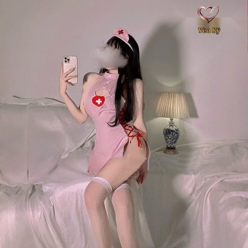 Thời trang sexy cosplay nữ y tá màu hồng YT14 - Ảnh 2