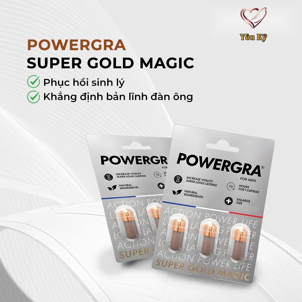 Viên uống tăng kích thước, kéo dài thời gian Powergra For Men (Super Gold Magic) - Vỉ 3 viên - Ảnh 2