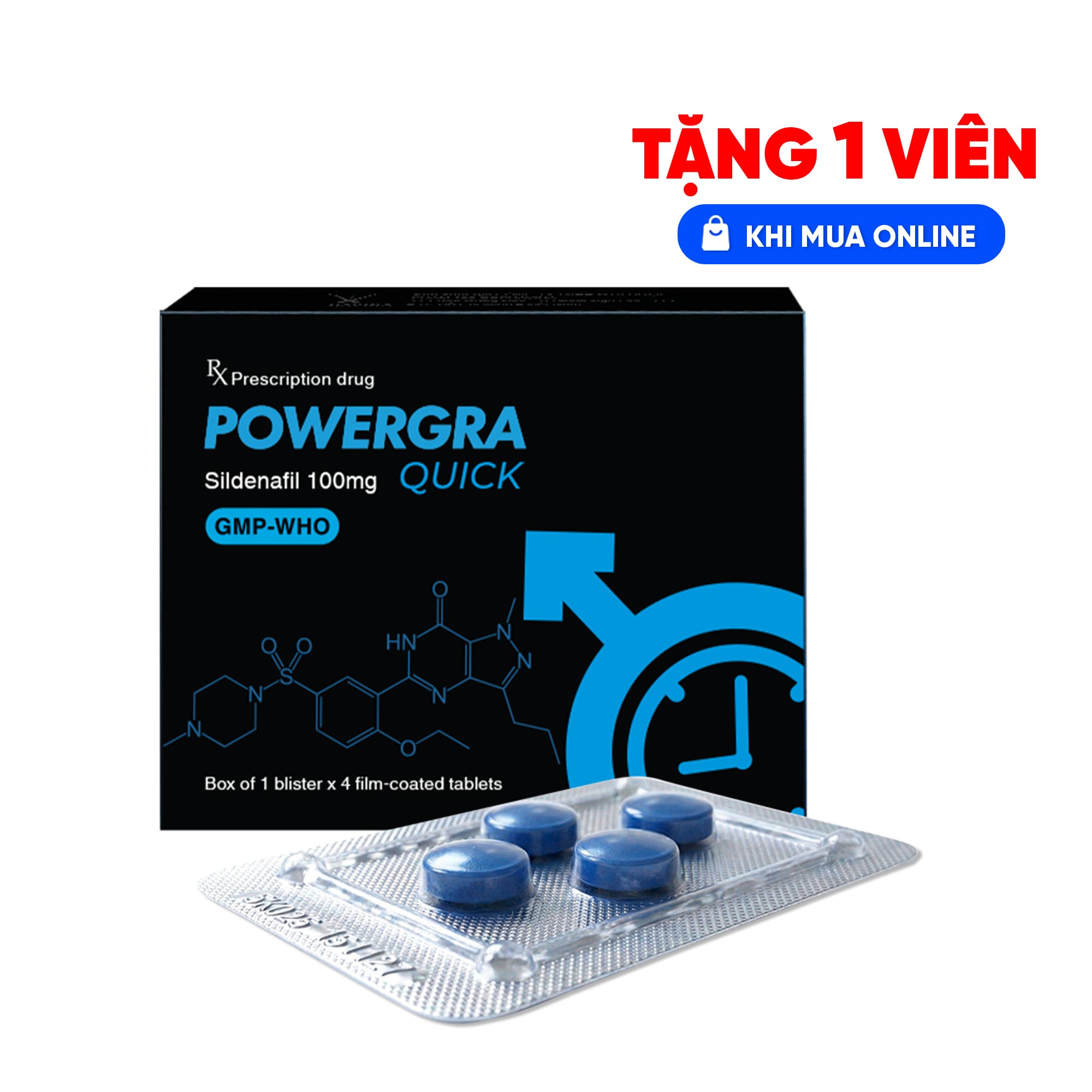 Viên uống Powergra Quick hỗ trợ cương dương, tăng cường sinh lý - Hộp 4 viên